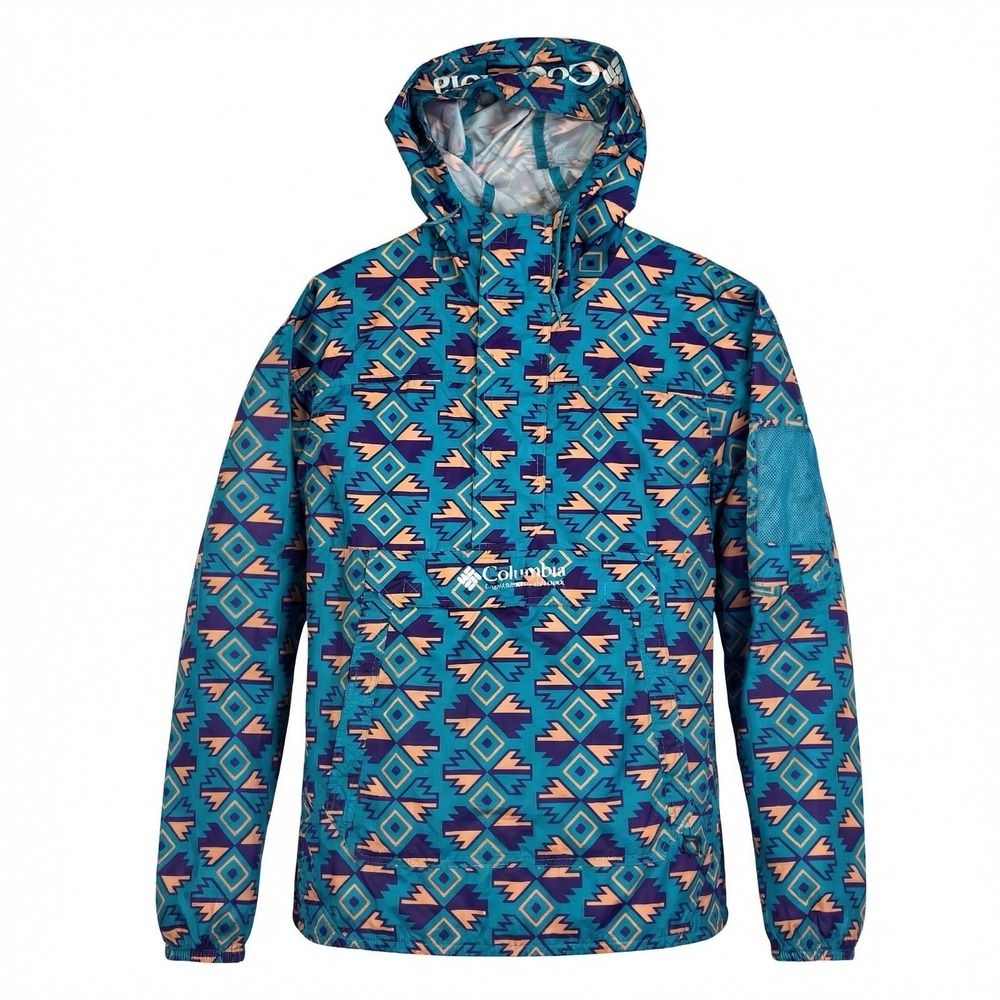 Columbia Challenger Pullover Jacket Mens M Aztec Print Teal‎ Purple Gorpcore